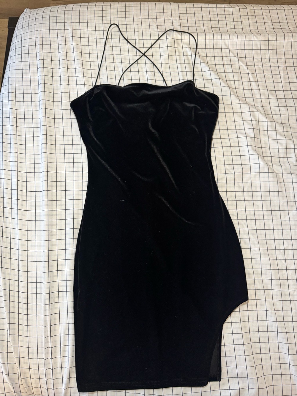 Velvet Bodycon Mini Dress with Strappy Cross-Back